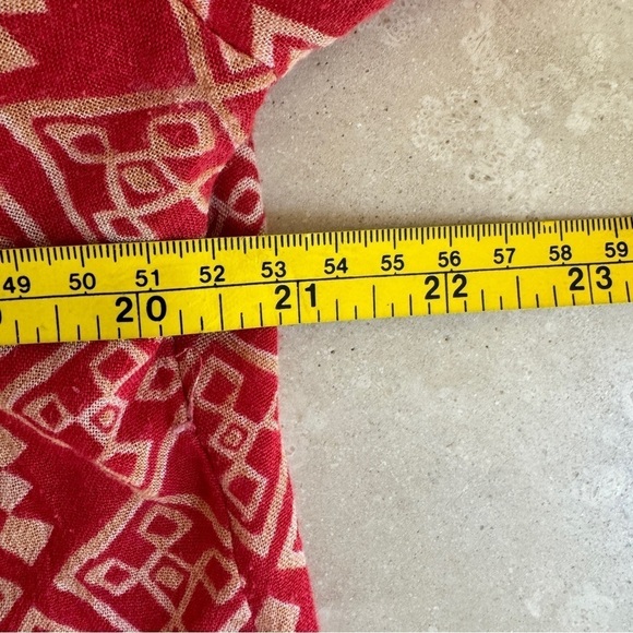 We The Free Red Ivory Batik Print Half Sleeve Tunic Dress Womens Size S Bohemian - Picture 9 of 12